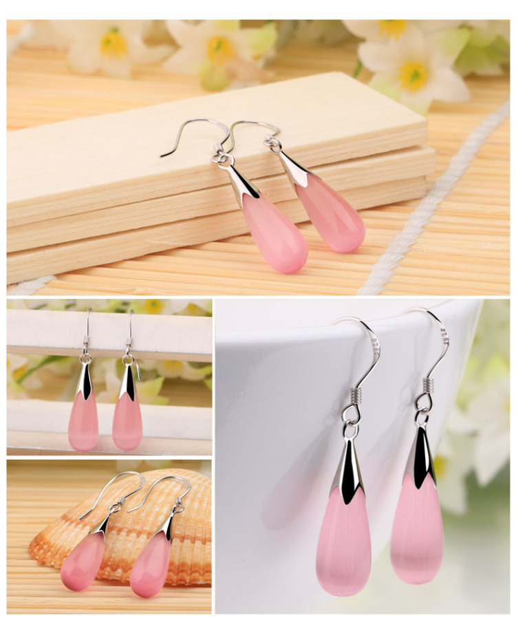 1 Pair Elegant Modern Style Classic Style Water Droplets Inlay Copper Opal Drop Earrings display picture 1