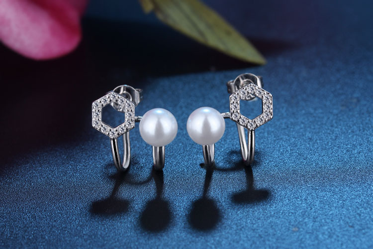 1 Paar Basic Moderner Stil Klassischer Stil Geometrisch Inlay Kupfer Künstliche Perlen Zirkon Ohrringe display picture 2