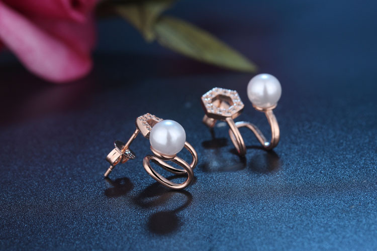 1 Paar Basic Moderner Stil Klassischer Stil Geometrisch Inlay Kupfer Künstliche Perlen Zirkon Ohrringe display picture 4