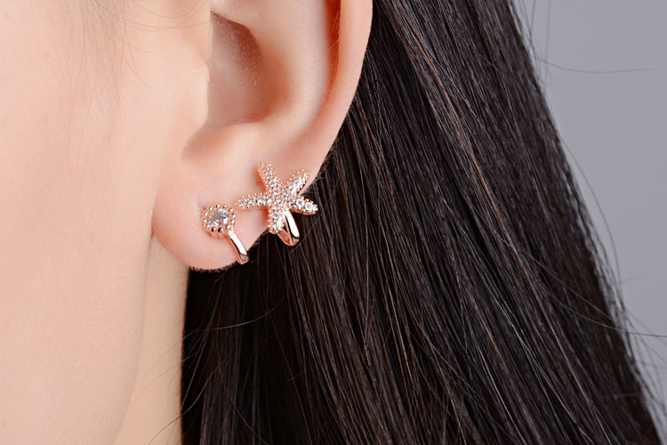 1 Pair Elegant Lady Star Inlay Copper Zircon Ear Cuffs display picture 1