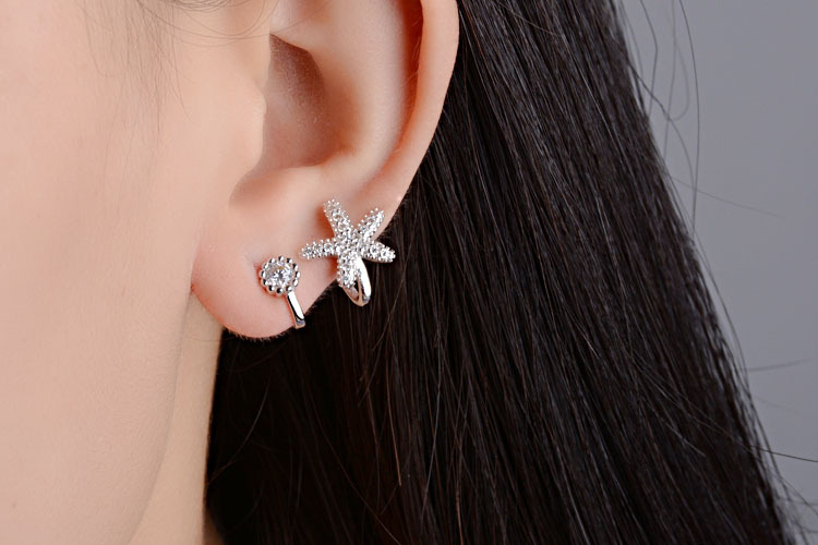 1 Paire Élégant Dame Star Incruster Le Cuivre Zircon Clips D'oreille display picture 2