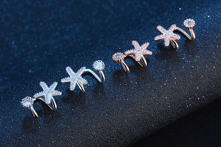 1 Pair Elegant Lady Star Inlay Copper Zircon Ear Cuffs display picture 4