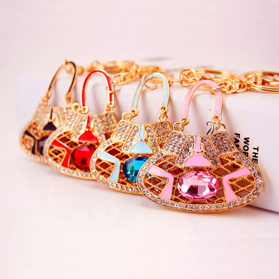 Simple Style Color Block Alloy Inlay Rhinestones Women's Keychain display picture 1