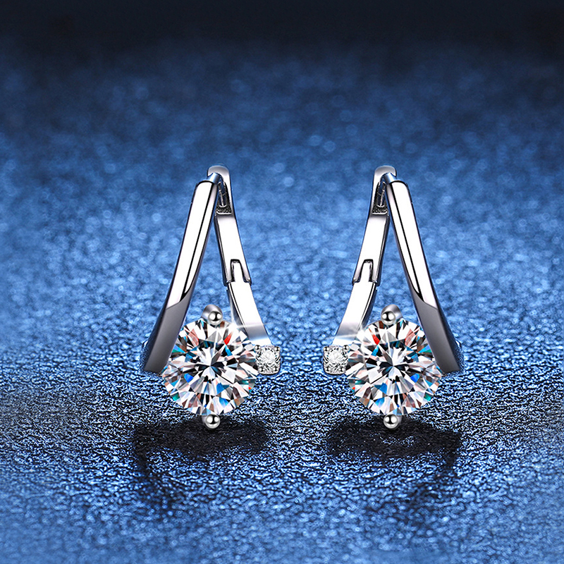 1 Pair Elegant Geometric Plating Inlay Sterling Silver Zircon White Gold Plated Earrings display picture 2