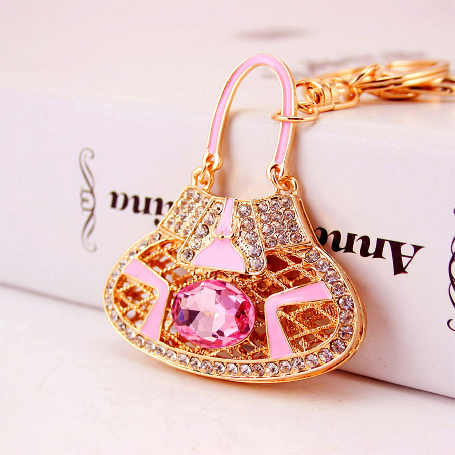 Simple Style Color Block Alloy Inlay Rhinestones Women's Keychain display picture 2