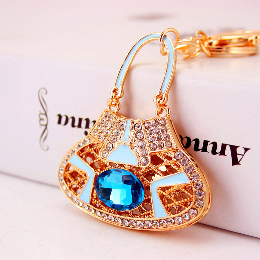 Simple Style Color Block Alloy Inlay Rhinestones Women's Keychain display picture 3