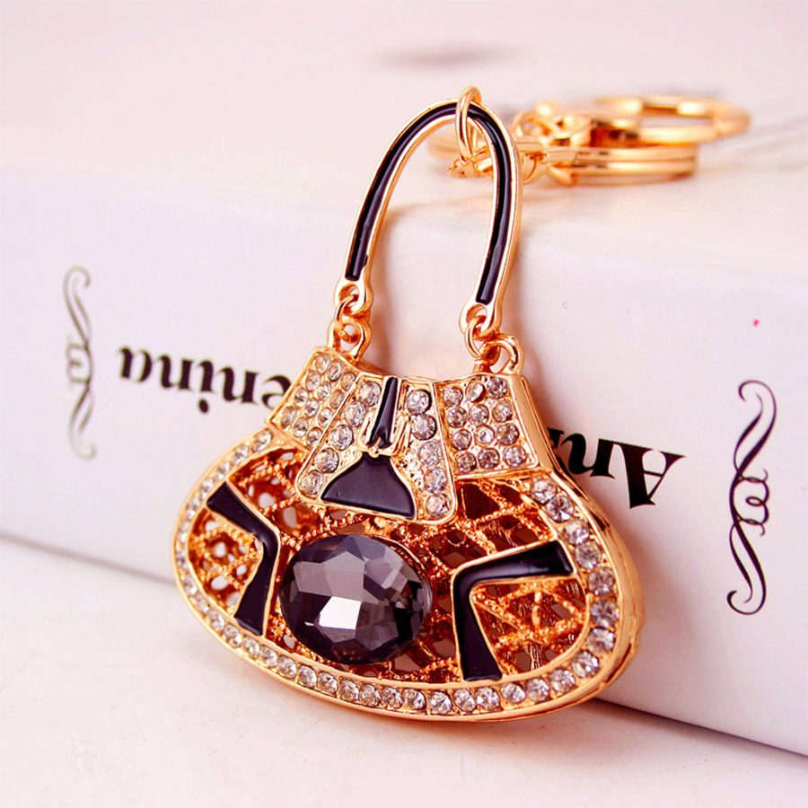 Simple Style Color Block Alloy Inlay Rhinestones Women's Keychain display picture 5