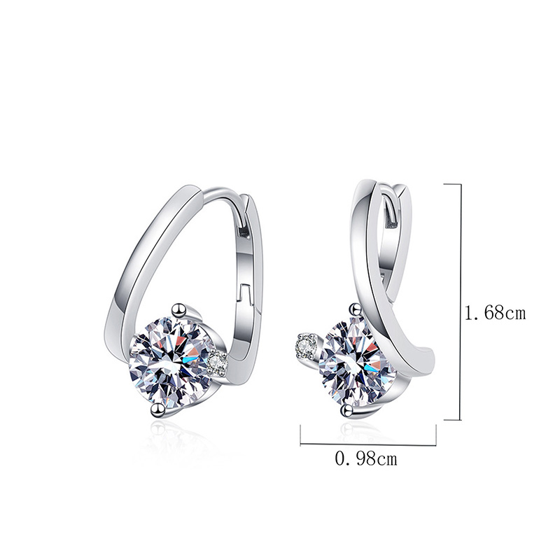 1 Pair Elegant Geometric Plating Inlay Sterling Silver Zircon White Gold Plated Earrings display picture 4
