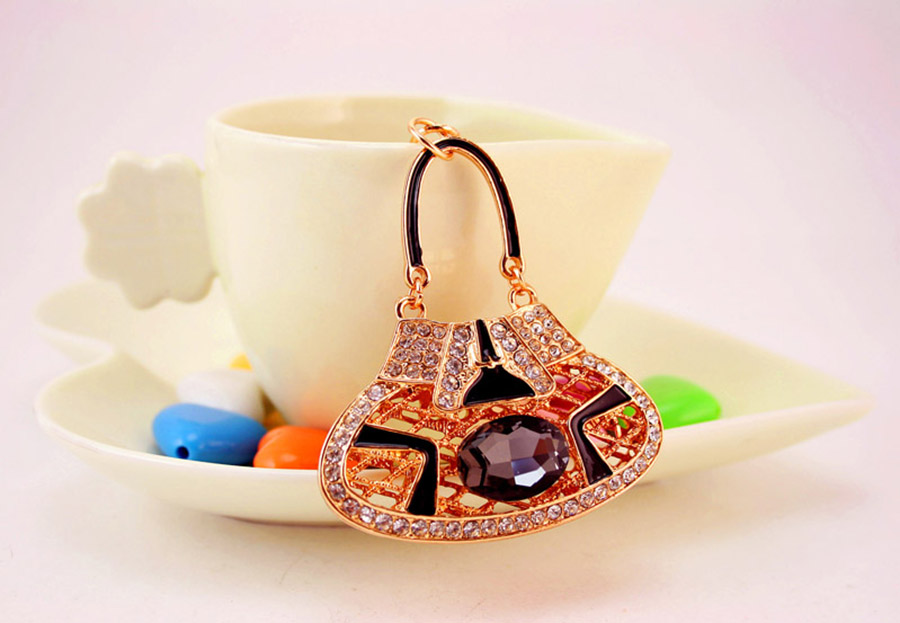 Simple Style Color Block Alloy Inlay Rhinestones Women's Keychain display picture 9