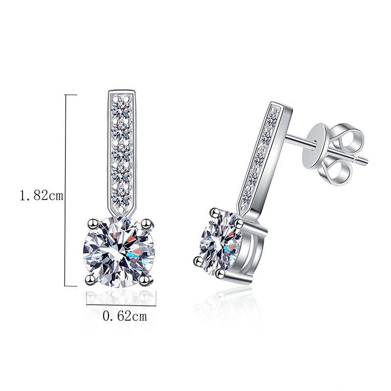 1 Pair Luxurious Geometric Inlay Sterling Silver Zircon White Gold Plated Drop Earrings display picture 4