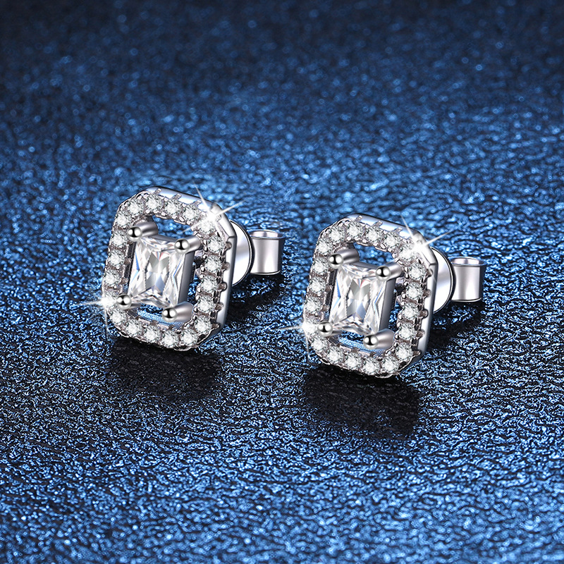 1 Pair Elegant Square Plating Inlay Sterling Silver Zircon White Gold Plated Ear Studs display picture 3