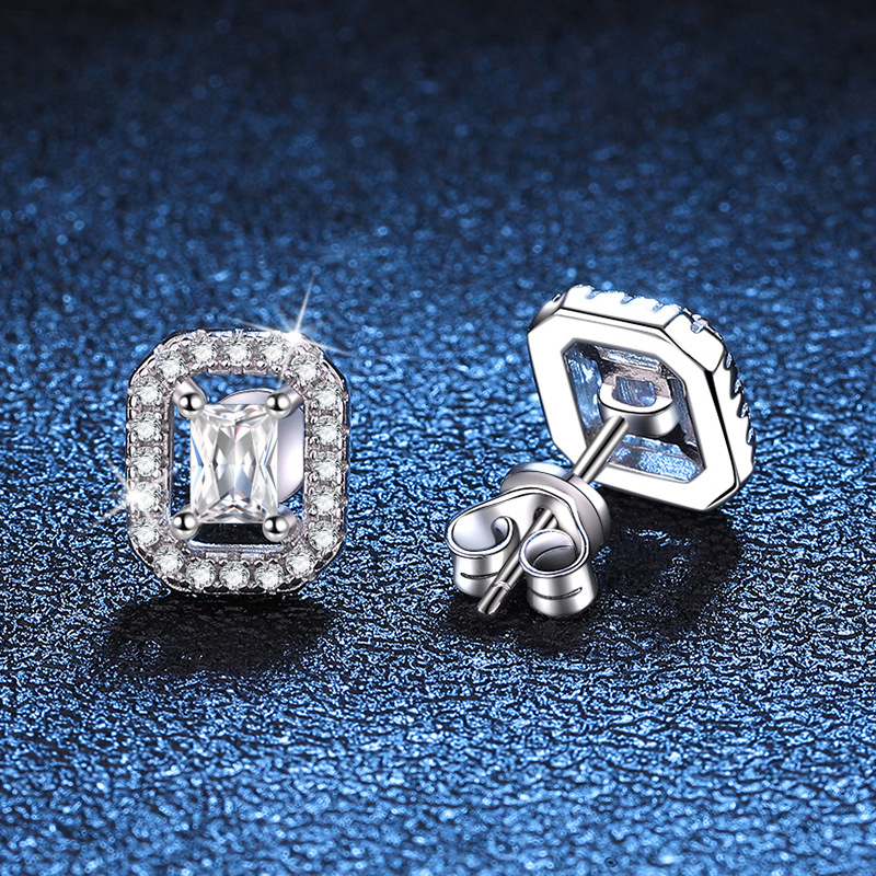 1 Pair Elegant Square Plating Inlay Sterling Silver Zircon White Gold Plated Ear Studs display picture 2