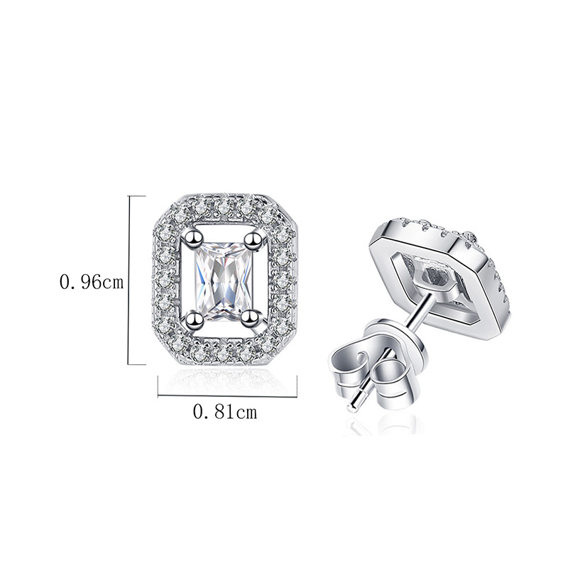1 Pair Elegant Square Plating Inlay Sterling Silver Zircon White Gold Plated Ear Studs display picture 4