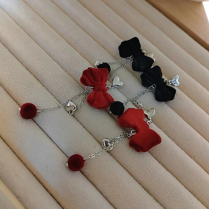 1 Pair Sweet Bow Knot Alloy Flocking Drop Earrings display picture 4