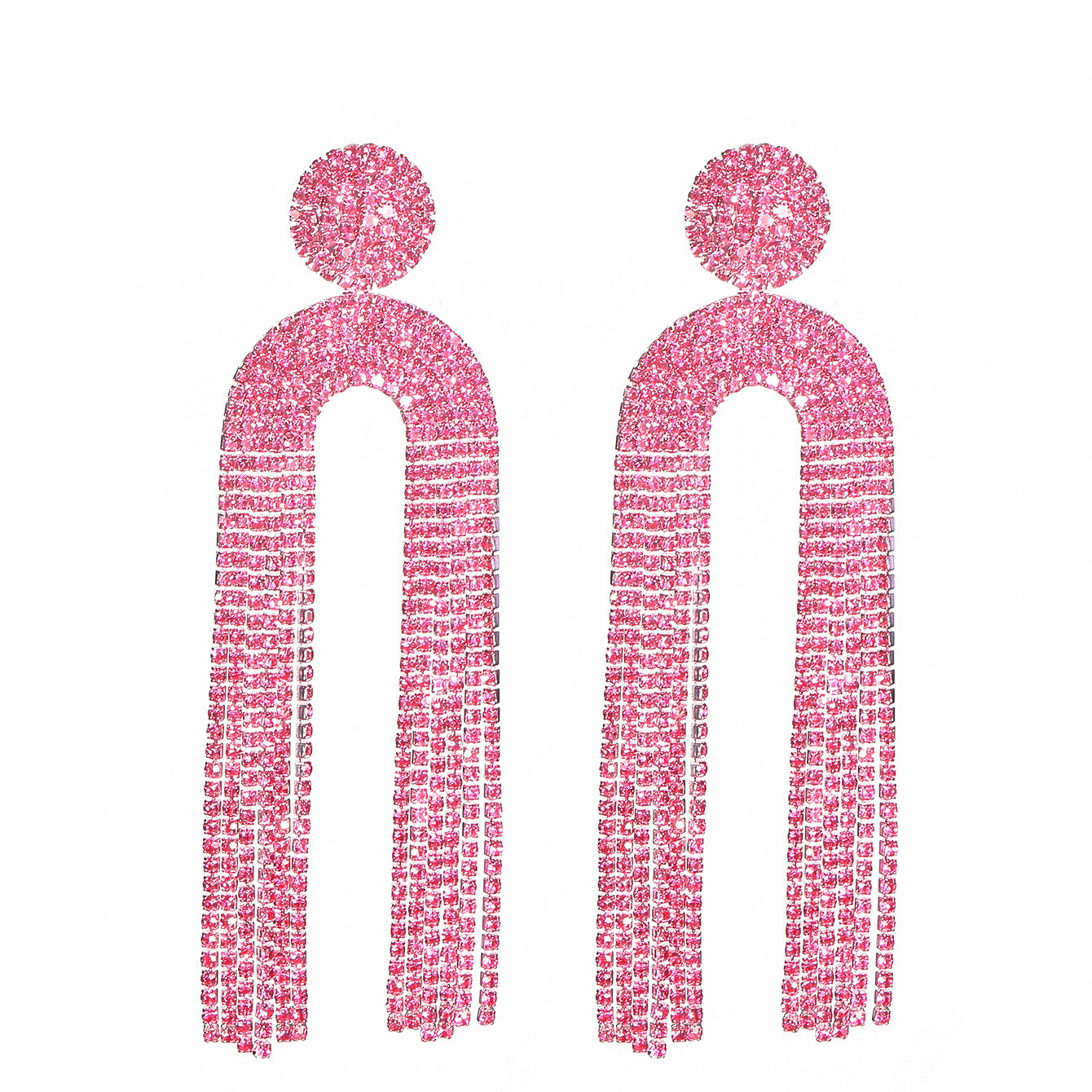 1 Pair Elegant Luxurious U Shape Tassel Inlay Alloy Rhinestones Drop Earrings display picture 3