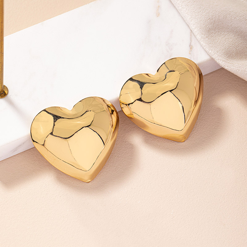 1 Paar Einfacher Stil Herzform Überzug Legierung Vergoldet Ohrstecker display picture 2