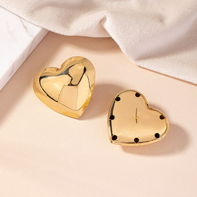 1 Pair Simple Style Heart Shape Plating Alloy Gold Plated Ear Studs display picture 4