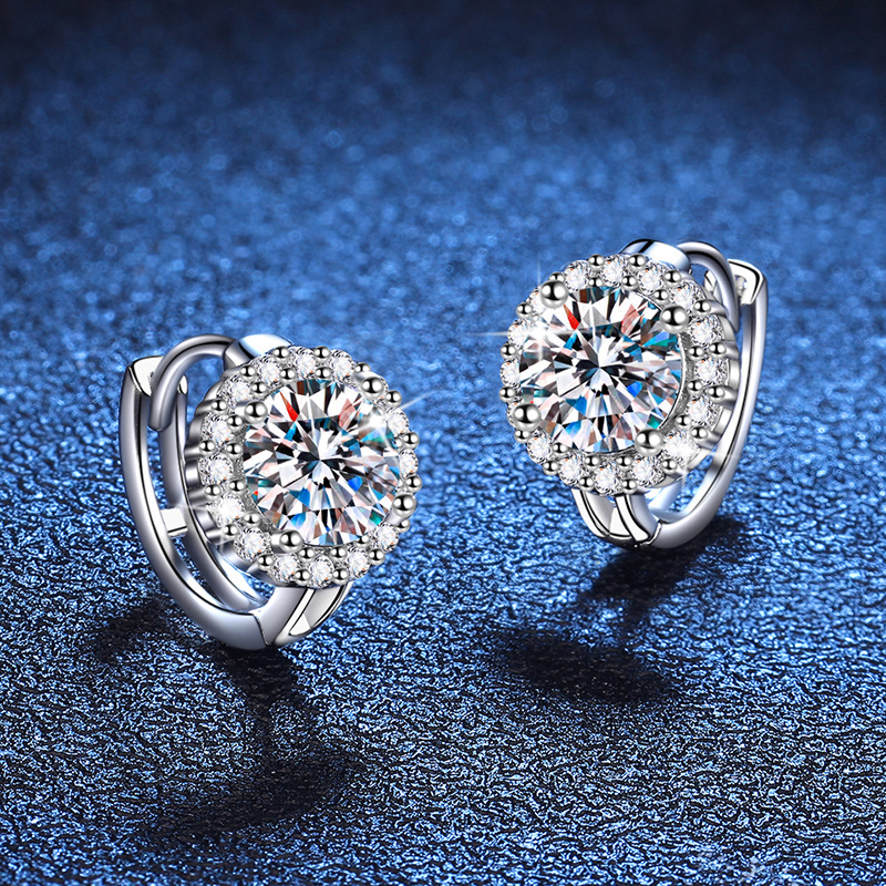 1 Pair Luxurious Round Plating Inlay Sterling Silver Zircon White Gold Plated Earrings display picture 2