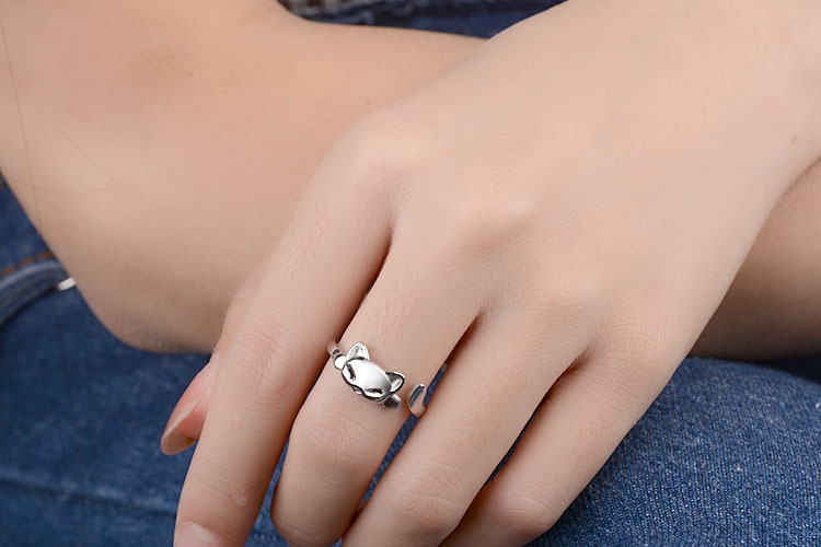Cute Cat Copper Plating White Gold Plated Open Rings display picture 1