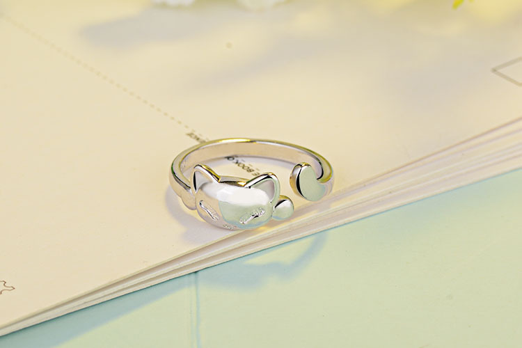 Cute Cat Copper Plating White Gold Plated Open Rings display picture 3