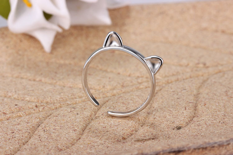 Cute Cat Copper White Gold Plated Open Rings In Bulk display picture 5