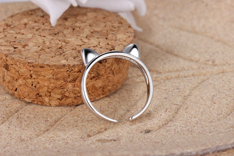 Cute Cat Copper White Gold Plated Open Rings In Bulk display picture 6