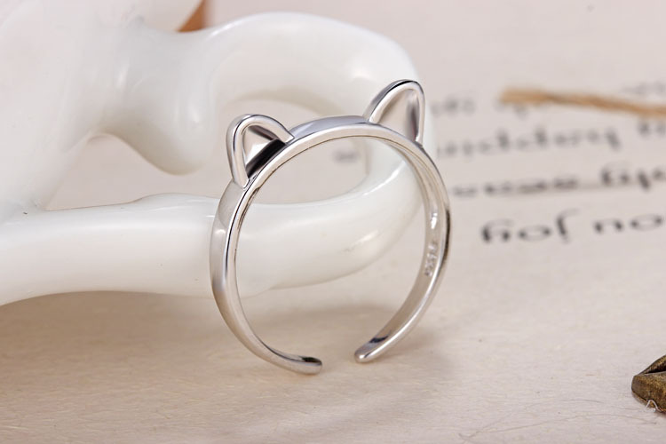 Cute Cat Copper White Gold Plated Open Rings In Bulk display picture 8