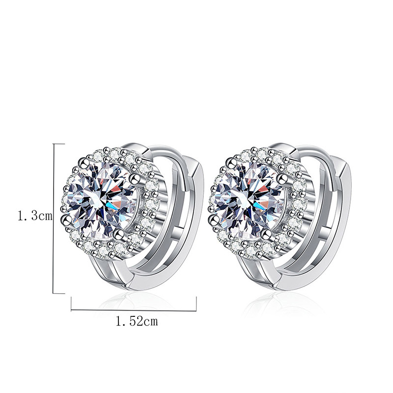 1 Pair Luxurious Round Plating Inlay Sterling Silver Zircon White Gold Plated Earrings display picture 4