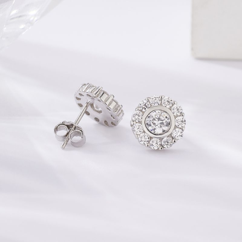 1 Paire Style Simple Brillant Rond Polygone Carré Placage Incruster Argent Sterling Zircon Or Blanc Plaqué Boucles D'oreilles display picture 3