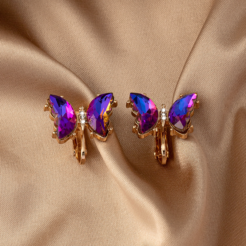 1 Pair Elegant French Style Butterfly Plating Alloy Ear Studs display picture 2
