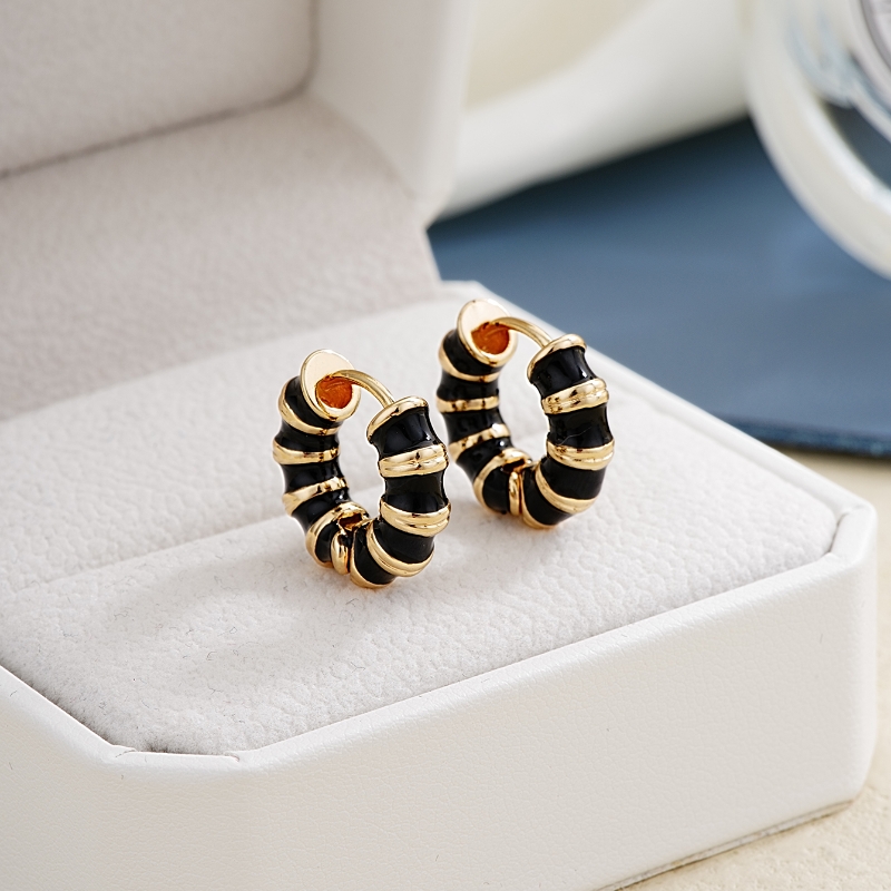 1 Pair Simple Style Commute Multicolor Stripe Enamel Plating 304 Stainless Steel K Gold Plated Earrings display picture 7