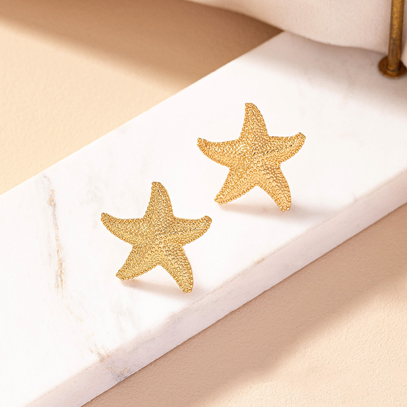 1 Pair Simple Style Starfish Plating Alloy Ear Studs display picture 2