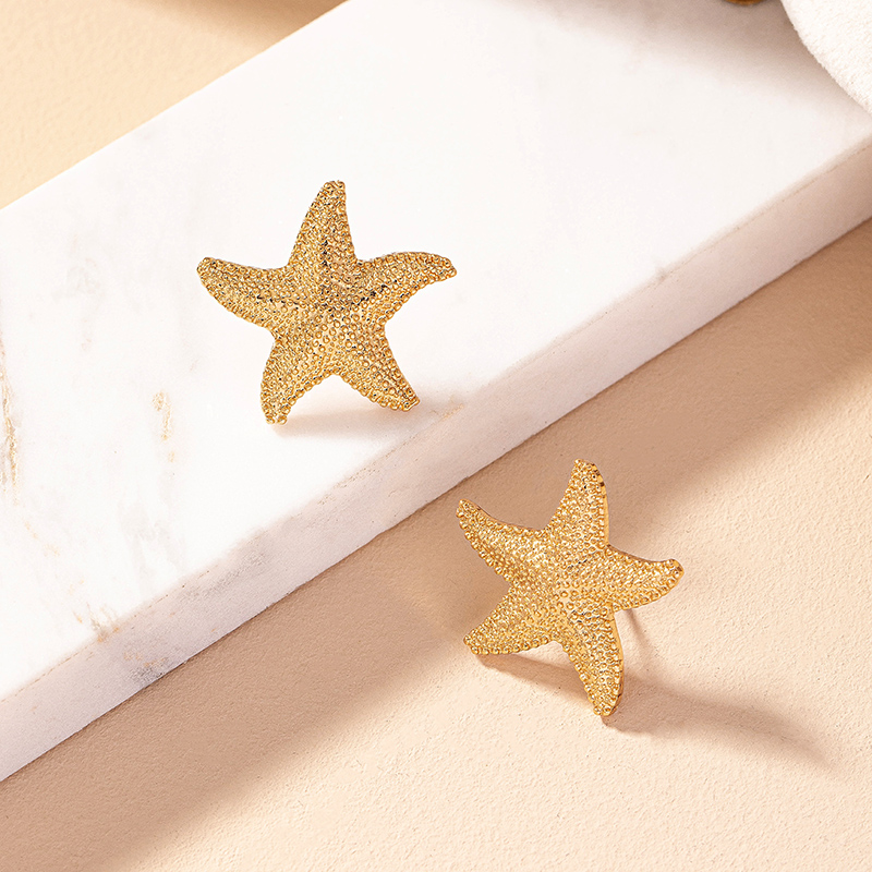 1 Pair Simple Style Starfish Plating Alloy Ear Studs display picture 3