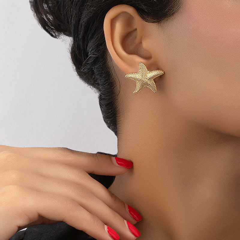 1 Pair Simple Style Starfish Plating Alloy Ear Studs display picture 1