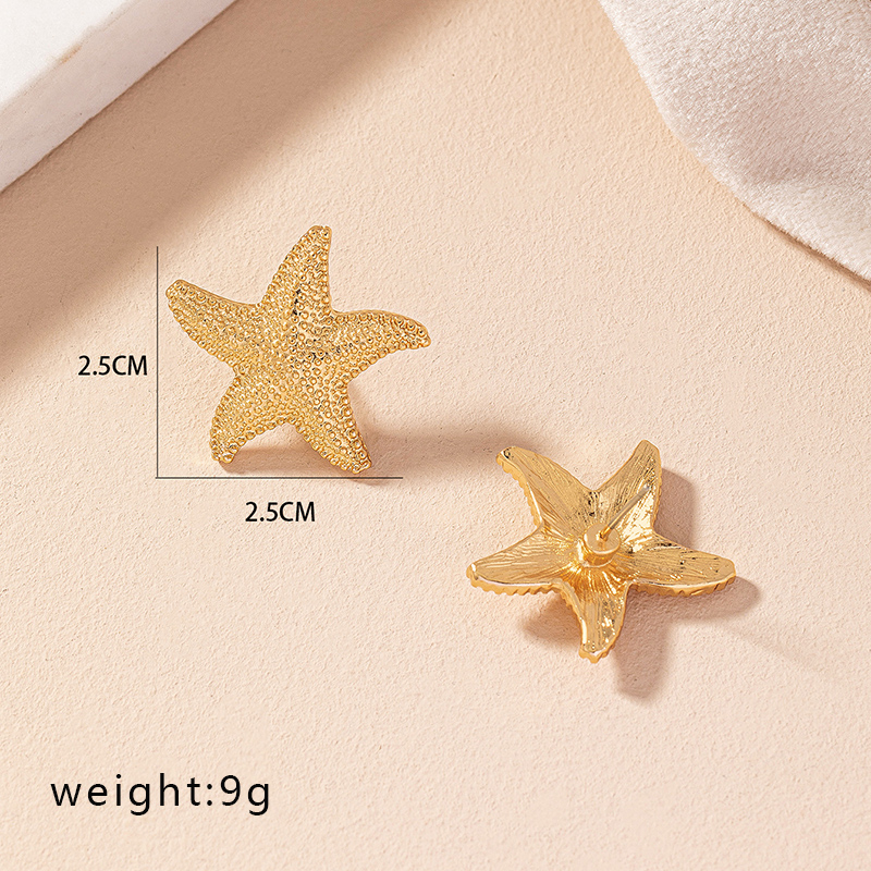 1 Pair Simple Style Starfish Plating Alloy Ear Studs display picture 5