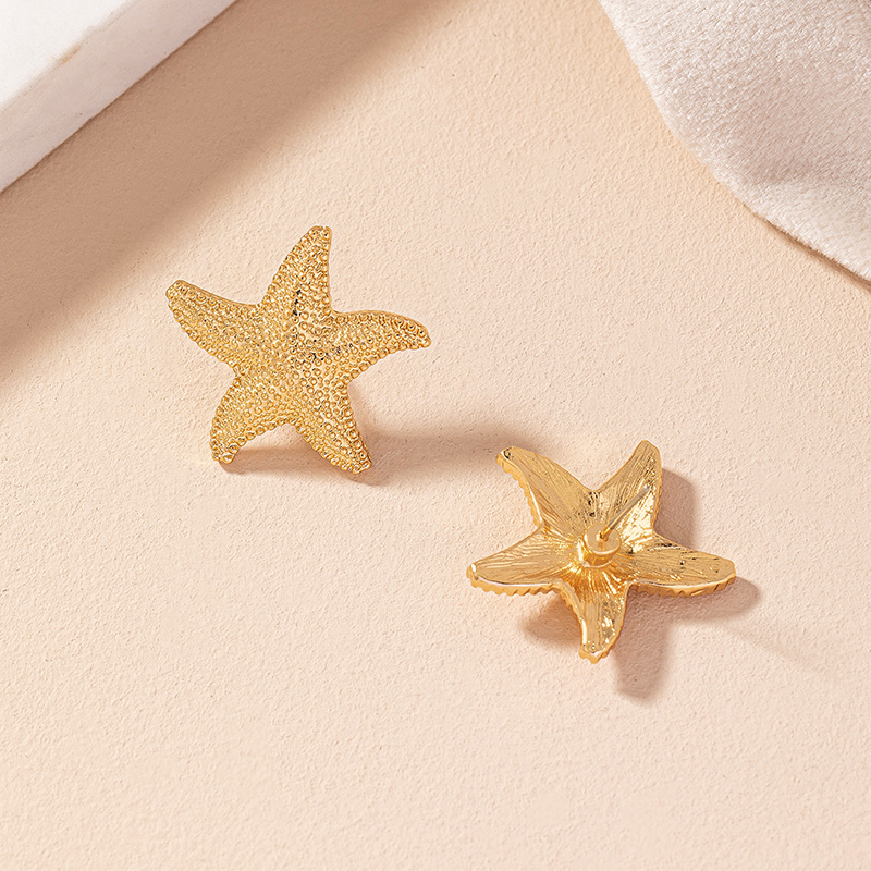 1 Pair Simple Style Starfish Plating Alloy Ear Studs display picture 6