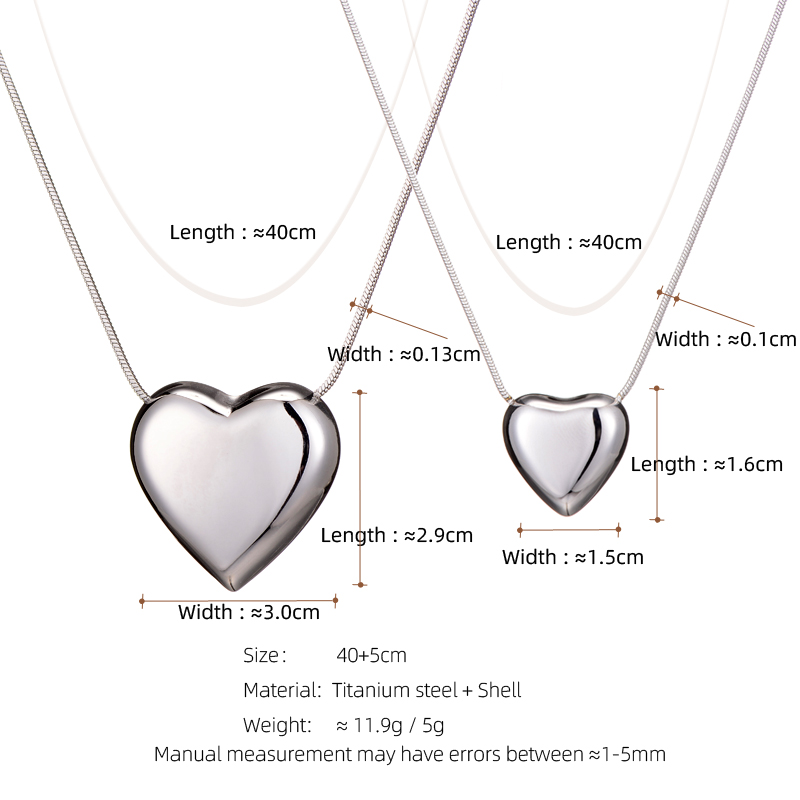 304 الفولاذ المقاوم للصدأ رومانسي أسلوب بسيط تصفيح شكل القلب قلادة قلادة display picture 1