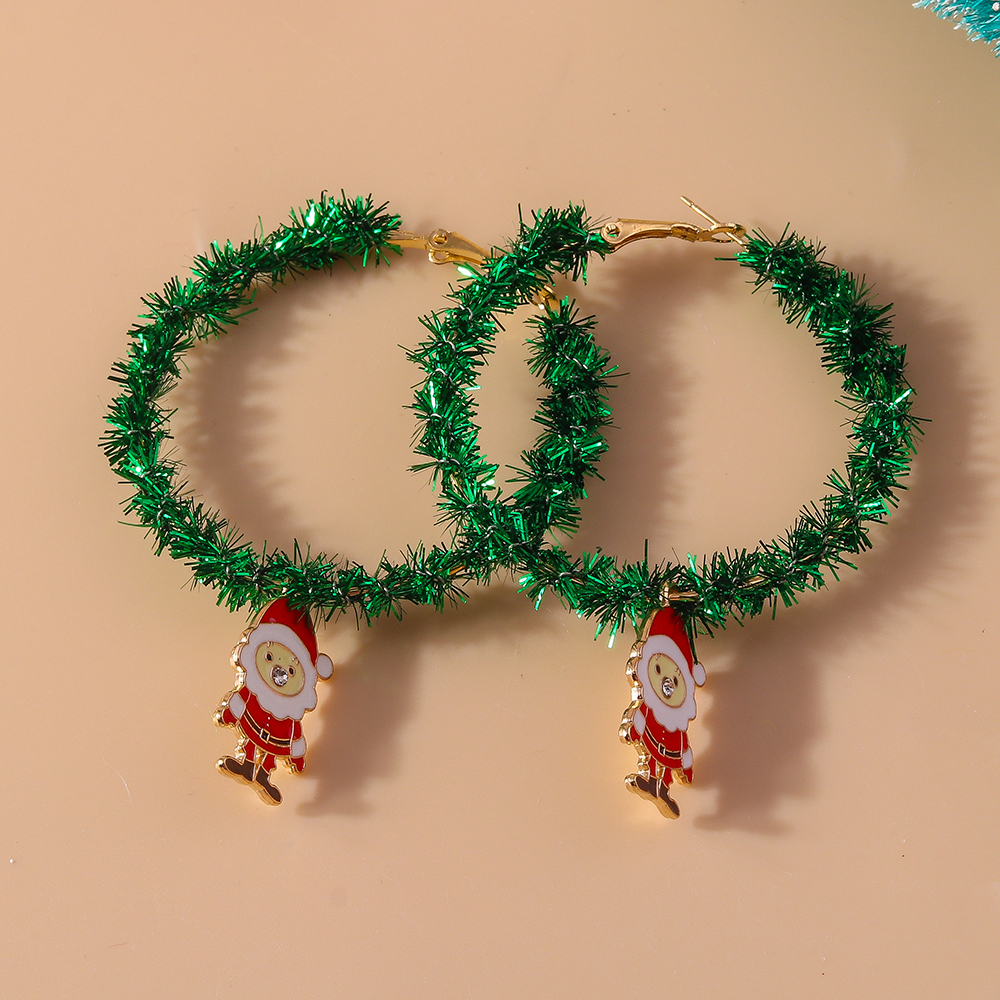 1 Piece Cute Christmas Christmas Tree Santa Claus Elk Plating Alloy Hoop Earrings display picture 6