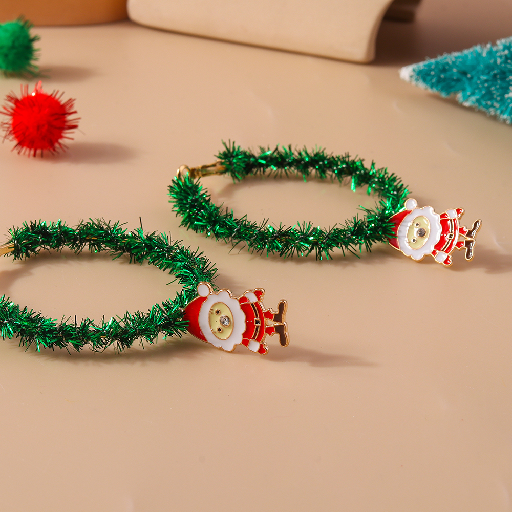 1 Piece Cute Christmas Christmas Tree Santa Claus Elk Plating Alloy Hoop Earrings display picture 7