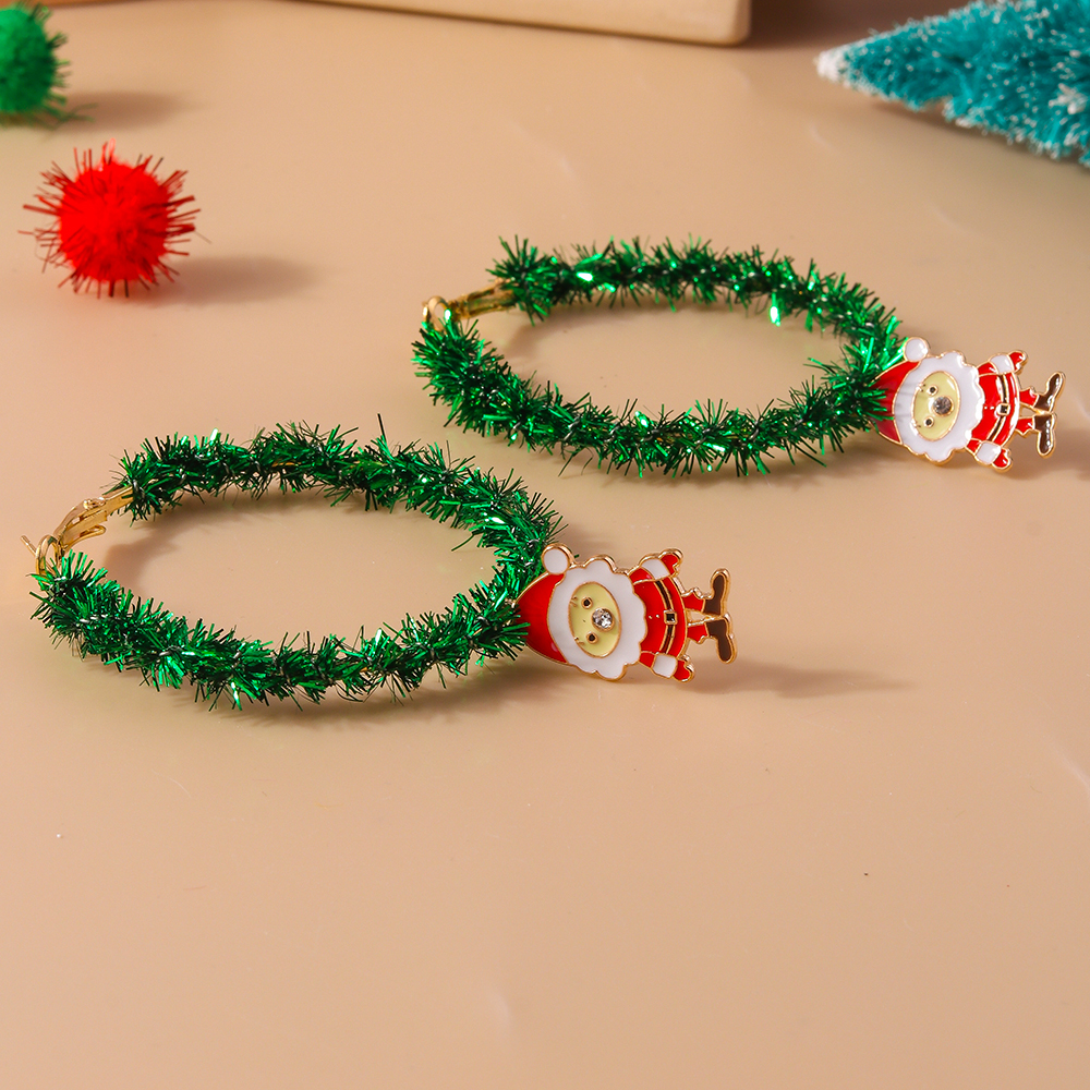 1 Piece Cute Christmas Christmas Tree Santa Claus Elk Plating Alloy Hoop Earrings display picture 8