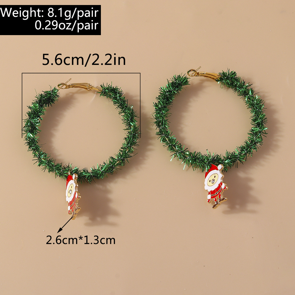 1 Piece Cute Christmas Christmas Tree Santa Claus Elk Plating Alloy Hoop Earrings display picture 1
