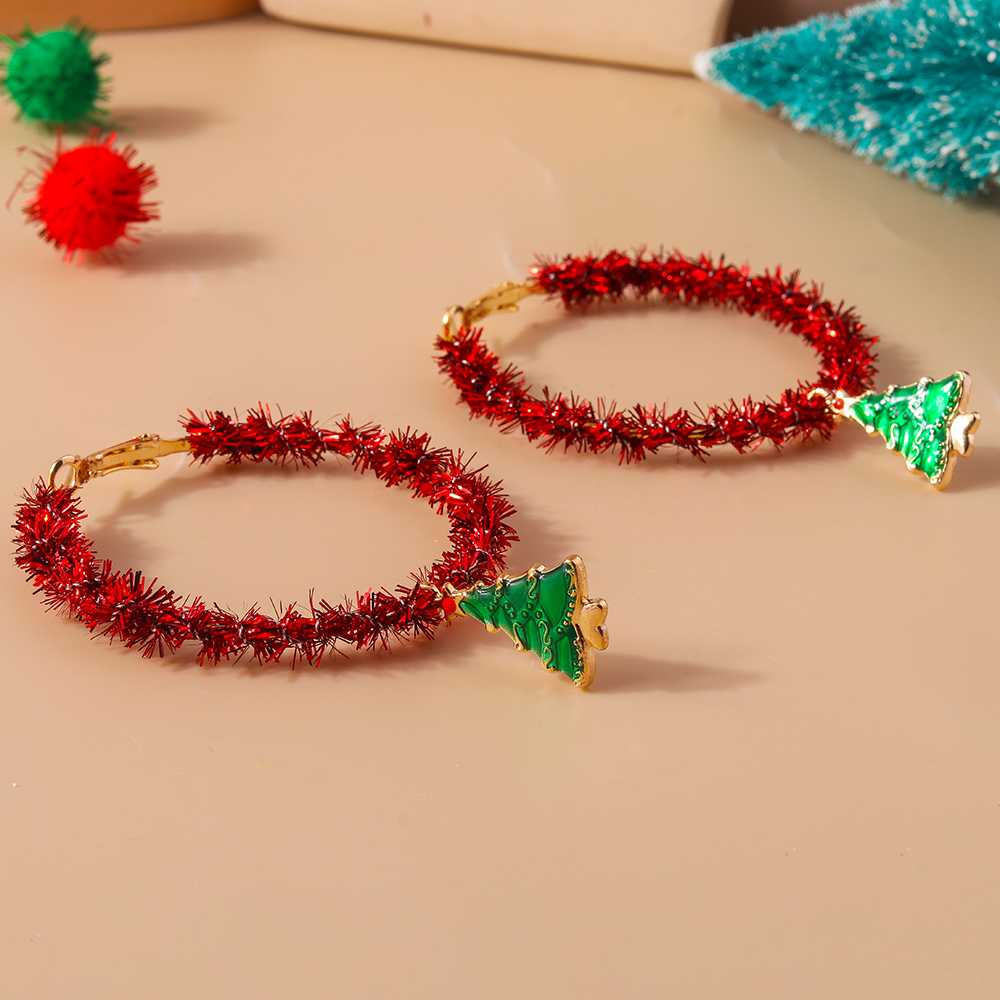 1 Piece Cute Christmas Christmas Tree Santa Claus Elk Plating Alloy Hoop Earrings display picture 10