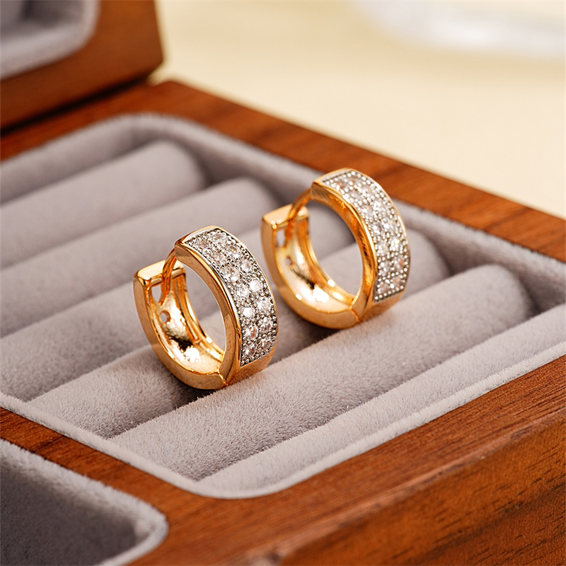 1 Pair Elegant Color Block Plating Inlay Copper Zircon K Gold Plated Earrings display picture 3