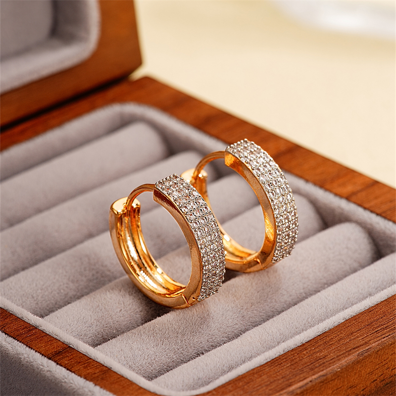 1 Pair Elegant Color Block Plating Inlay Copper Zircon K Gold Plated Earrings display picture 5