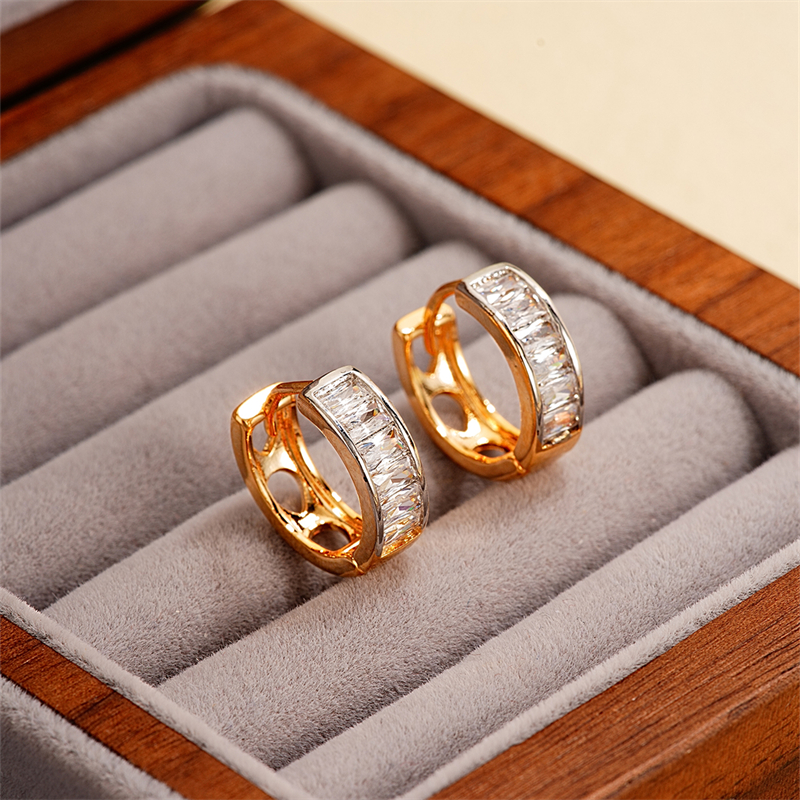 1 Pair Elegant Color Block Plating Inlay Copper Zircon K Gold Plated Earrings display picture 6