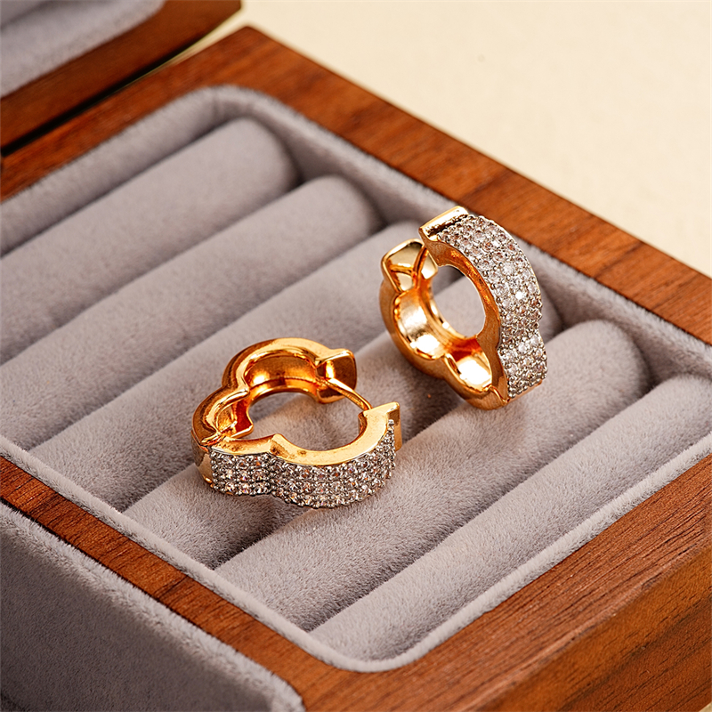 1 Pair Elegant Color Block Plating Inlay Copper Zircon K Gold Plated Earrings display picture 7