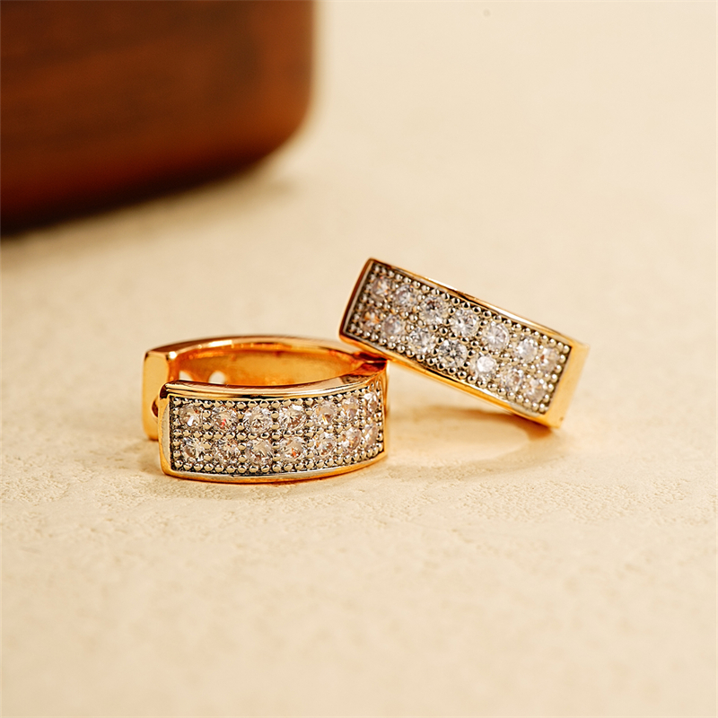 1 Pair Elegant Color Block Plating Inlay Copper Zircon K Gold Plated Earrings display picture 9