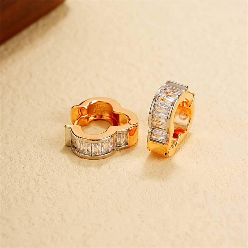 1 Pair Elegant Color Block Plating Inlay Copper Zircon K Gold Plated Earrings display picture 10