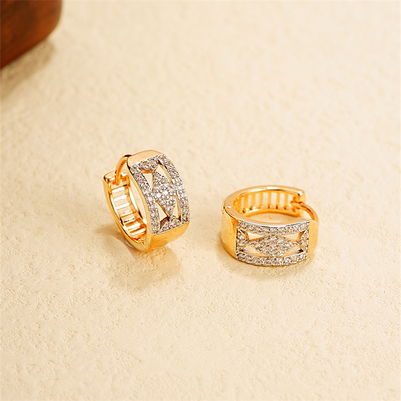 1 Pair Elegant Color Block Plating Inlay Copper Zircon K Gold Plated Earrings display picture 14