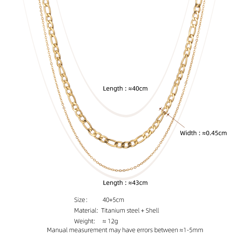 304 Stainless Steel 18K Gold Plated Simple Style Plating Solid Color Double Layer Necklaces display picture 1